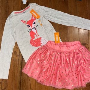 NWT Fox and hearts cute matching set